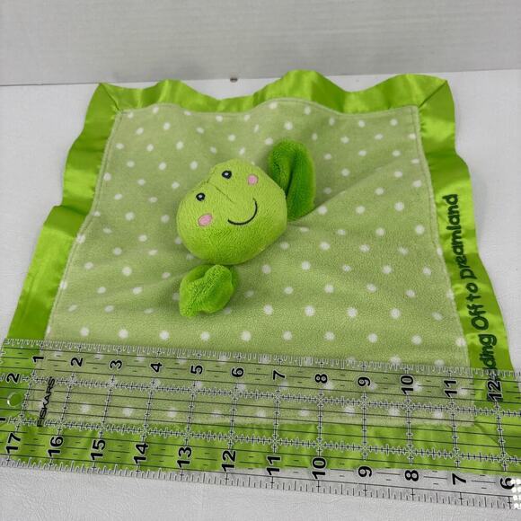Russ Dibbles Frog Lovey Plush Green Polka Dot Padding Off Dreamland Satin Back - Picture 5 of 8
